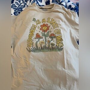 Happiness Is A State Of Mind Graphic Tee - Yellow & Green Flower Print